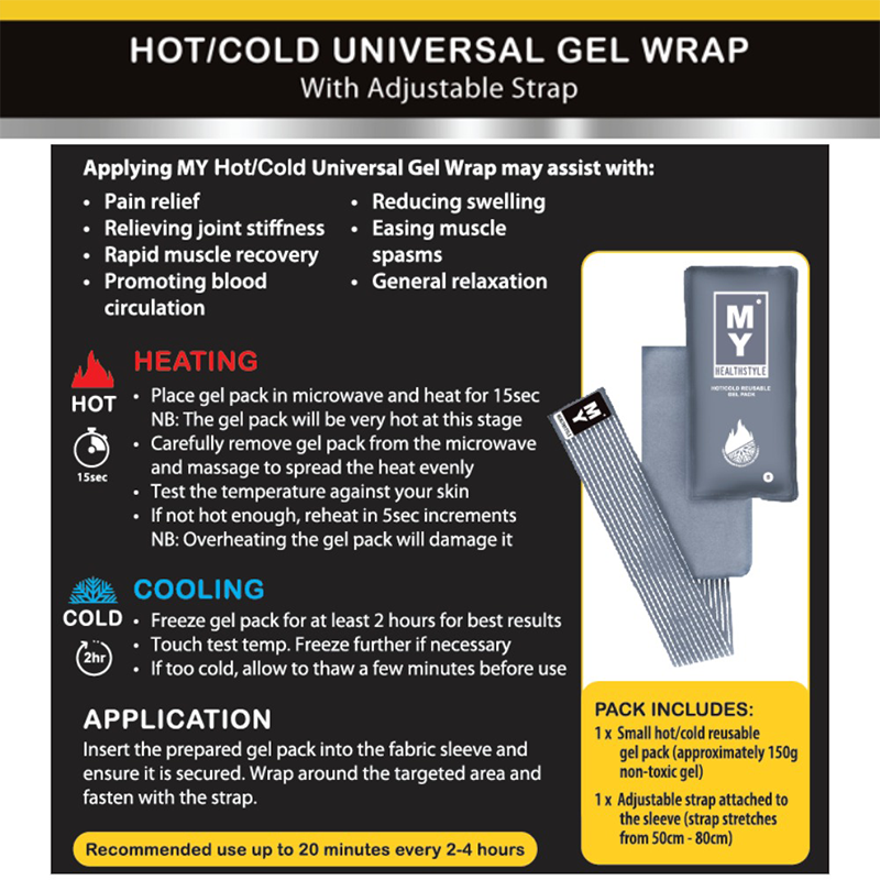 MY Hot/Cold Reusable Gel Wrap - Small with Adjustable Strap