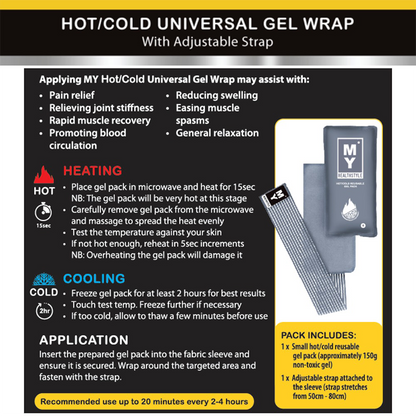 MY Hot/Cold Reusable Gel Wrap - Small with Adjustable Strap