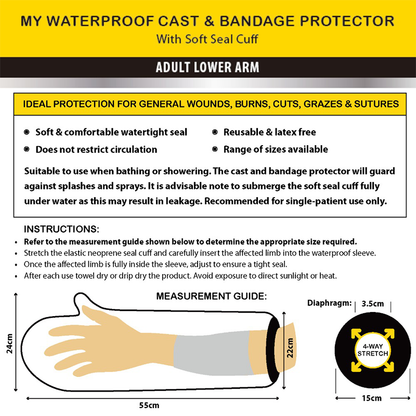MY Waterproof Cast & Bandage Protector - Adult Lower Arm