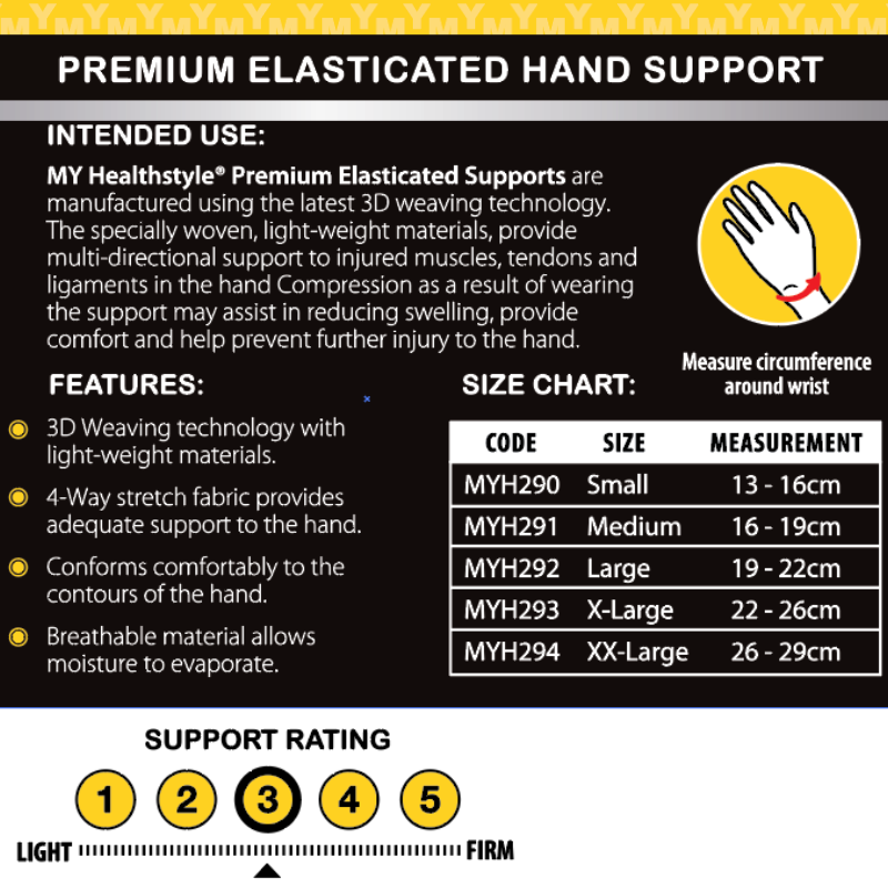 MY Premium Elasticated Hand Support