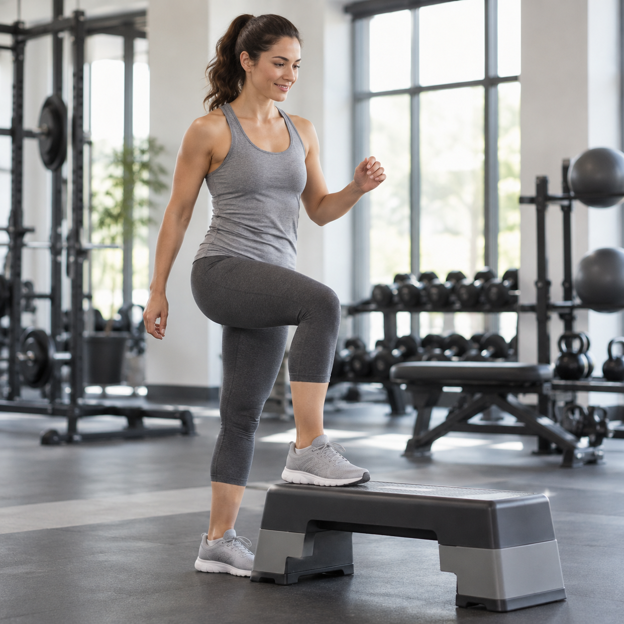 Adult doing a gentle workout in a gym